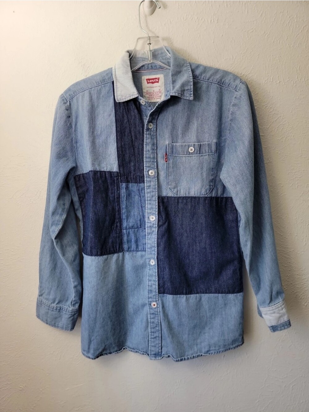Levi's Boys Two-Tone Patchwork Denim Button-Up Shirt 10/12
